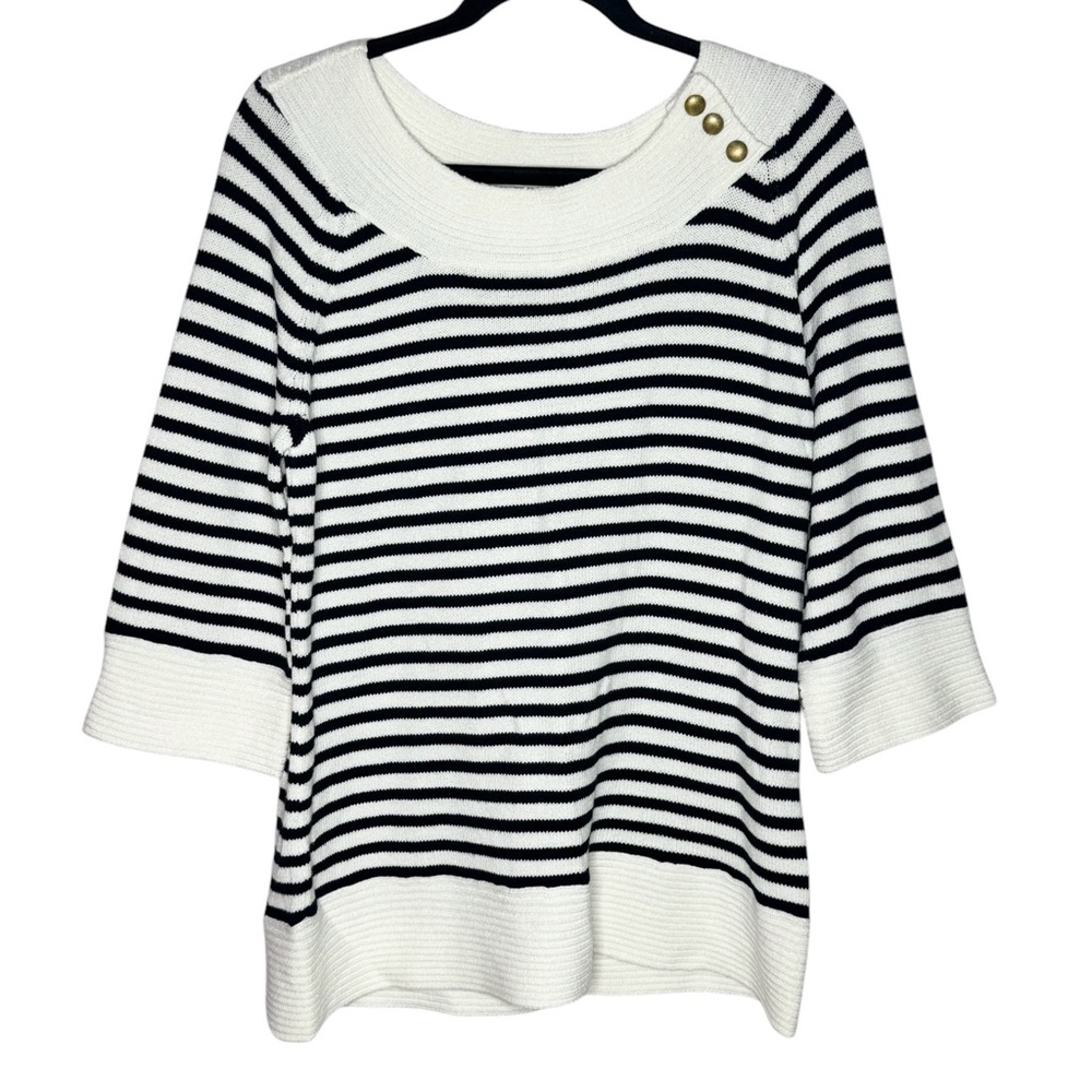 CAbi Black and White Striped Sweater